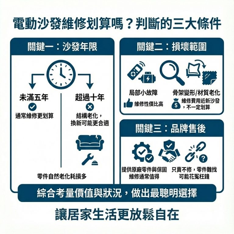 關於電動沙發維修划算嗎這個問題,大漢家具建議可以考慮這三件事
