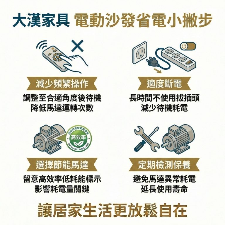 大漢家具建議，如果怕電動沙發耗電，這四個方式可以降低用電量